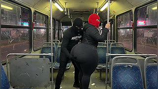 Big Ass Girl in Pink Leggings on the Bus Strips to Pink Thong