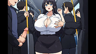 Anime public bus threesome sex