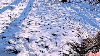 Topless Hiking in the Snow Getting Slapped