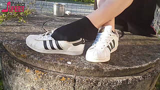 Petra smokes her ciggaretes outdoor
