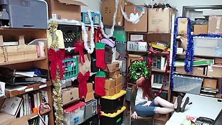Amateur redhead caught in office storage room