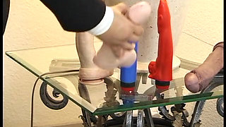 Blonde mature dildoing her pussy and blowing dick till cum fills her mouth