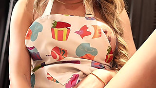 Horny Beautiful Maid Shoves a Thick Cucumber Into Her Tight Pussy in Her Boss's Kitchen