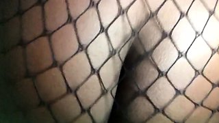 Oiled Ebony Ass Dildo Riding in Public