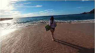 Piper Blush In See-through Shirt - At The Beach