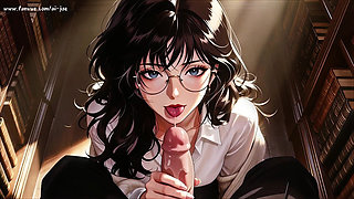 Glasses Beautiful Woman, the Private Study Session in the Library.super Temptation. Ai Generated