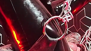 4 Hand Fisting by 2 Latex Dominas - Sling Fisting Extreme