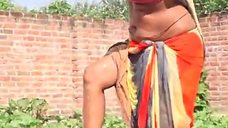 Busty girl comes out of the bathroom naked after a prank by her stepbrother