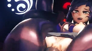 Yelan Gets Her Pussy Fucked Hard in Full Nelson Position by a Big Mitachurl Animation Genshin Impact