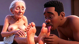 Elderly Granny Getting Feet Oiled & Licked - Sole Licking Pleasure