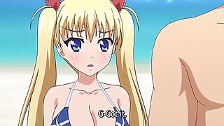Hentai 'Oni- Hichi', Ep.1: Sexy Buxom Blonde Airi Enjoys Sneaky Sex On the Beach With Her Stepdad