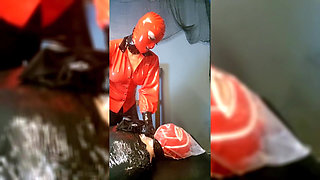 Extreme Breathplay on Mummified Slave in Latex
