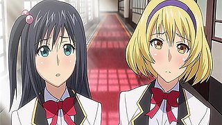 Big-boobed blondie sucks while Brunettes ride in raunchy school scenes