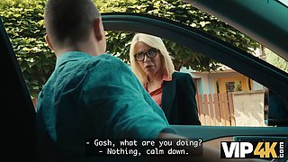 Vip4k. mature cougar in maid costume cleans with her tongue