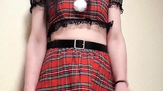 Shemale tranny enjoying solo masturbation