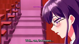 Nerdy glasses anime girl bent over classroom desk & fucked deep by strict teacher