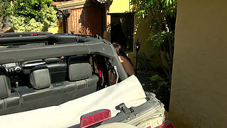 Naked Babes Sucking Cock and Washing Jeep Outdoors