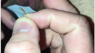 Close Up View Of Her Clit Piercing Jewelry Insertion