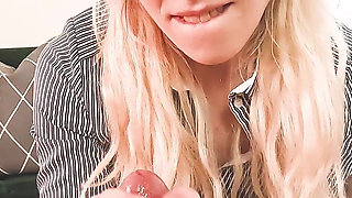 POV Slutty Secretary Jerks You Until Mega Cumshot