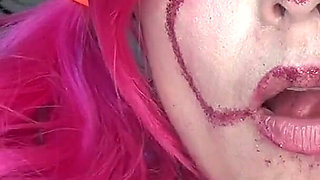 Evil Sexy Clown Swallows Hundreds of Gummy Bears!!