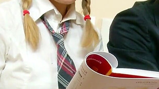 Candid blonde skinny teen learns with her step brother and feels like fucking him