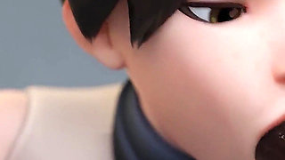 Tracer Gets Bored and Services Two Bbcs - Premium 3D Overwatch Animation