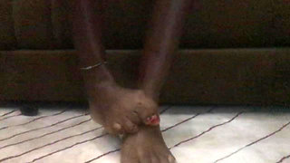 African Ebony Feet Fetish Petite Oiled Teen 18 sitting