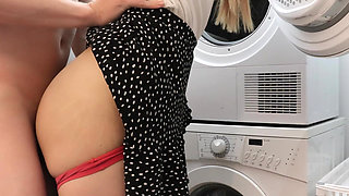 My Sexy Stepsister Stuck in a Drying Machine and I Fucked Her Tight Pussy and Cum on Her Tits