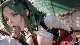 Busty college babe takes over a classroom turning a simple study moment into hot sex (AI)