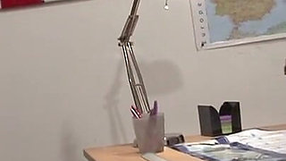 Amateur french black student with big natural boobs gets deeply sodomized on the teacher 's desk