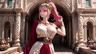 Private Morning Reading in the Roman Court, Silk Stockings Crossed, Taboo Lip Touch!