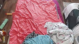 Amateur Wife Tries On Clothes Then Gets Naked For Hot Bedroom Sex With Husband - Big Ass Brunette MILF Masturbates