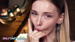 Sexy doll with perky tits Dolly Rud stimulate her shaved pussy