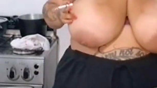 Plus-size Allure: BBW Smoking in the Kitchen
