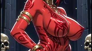 red demon girls sexy pose (Ai animation)