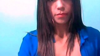 Squeezing Milk Out of Her Dark Nipples on Webcam