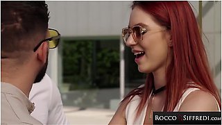 Leya Desantis And Rocco Siffredi - Redhead Secretary Dpd By Two Huge Cocks Poolside