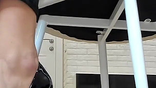 Foot Slave Training in Leather Pants and Pumps, Ignoring