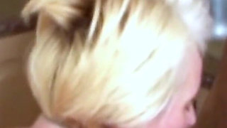 Stepson seduces stepgranny in the kitchen and fucks her