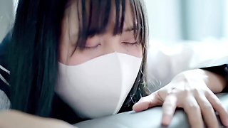 Sensual doggy sex with cute Japanese girl in school uniform