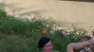 Nasty outdoor sex - old horny fucks teen silly girl Misha Dull (aka. Michaela Stankova) outdoors
