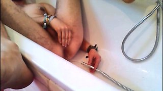 Twink Uses Shower Head for Enema and Masturbates
