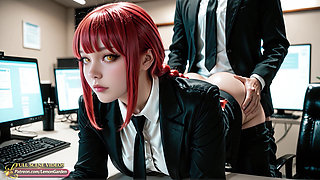 Makima gets fucked hard in the office dominating like a boss 3d Hentai Ai generated anime porn