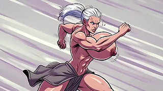 Ai Athletic Women in Cartoon Scenes