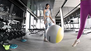 After gym Asian threesome