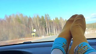 Feet on the dashboard