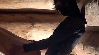 Dark Pegging on the Stairs with a Pink Dildo