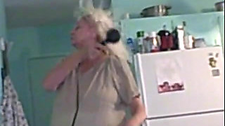 Granny blows her hair