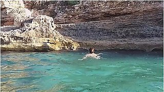 Totaly Naked Pee On Nudist Beach# Nudism On The Rocky Beach Outside City