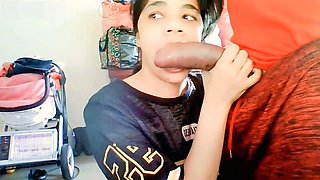 Sporty girl delivers mind-blowing deep throat blowjob with massive jizz shotgun